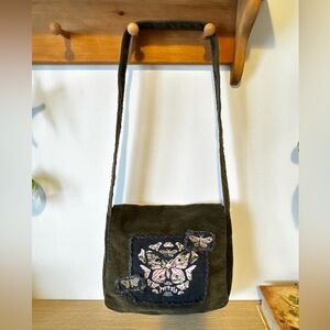 Olive Green Corduroy Butterfly Shoulder Bag
